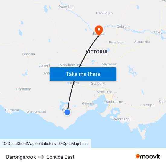 Barongarook to Echuca East map