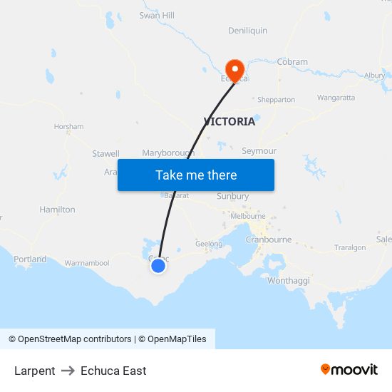 Larpent to Echuca East map