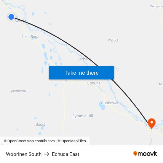 Woorinen South to Echuca East map