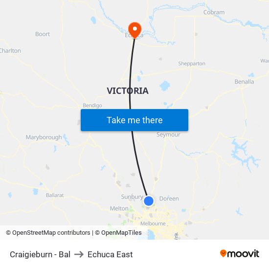 Craigieburn - Bal to Echuca East map