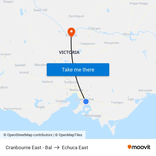 Cranbourne East - Bal to Echuca East map