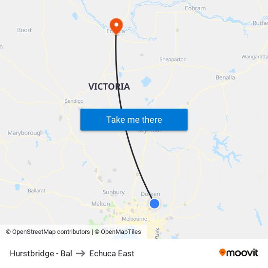 Hurstbridge - Bal to Echuca East map