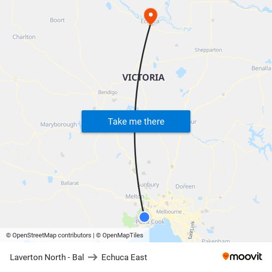 Laverton North - Bal to Echuca East map