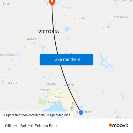 Officer - Bal to Echuca East map