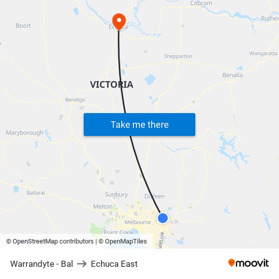 Warrandyte - Bal to Echuca East map