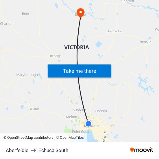 Aberfeldie to Echuca South map