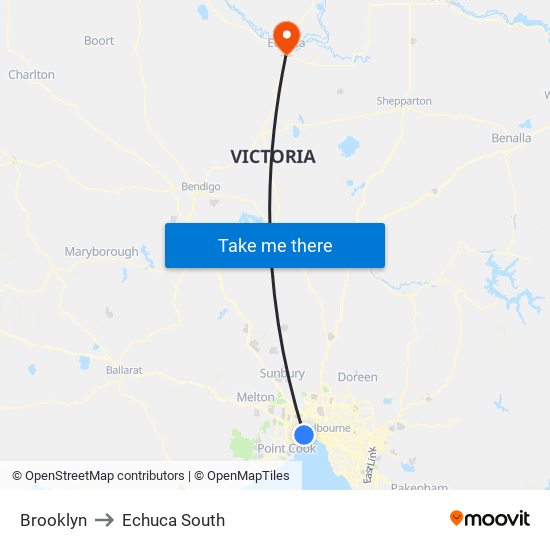 Brooklyn to Echuca South map