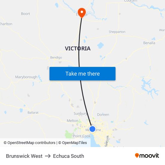 Brunswick West to Echuca South map