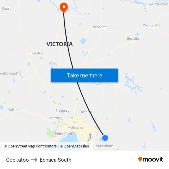 Cockatoo to Echuca South map