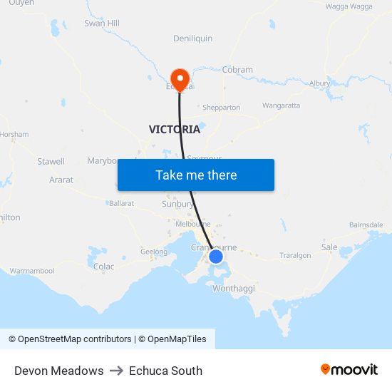Devon Meadows to Echuca South map