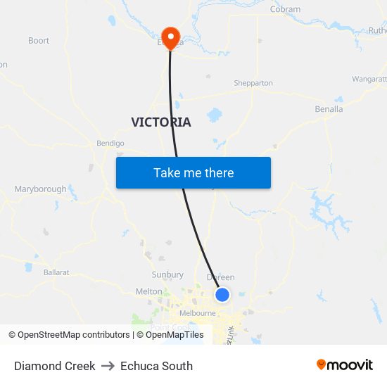 Diamond Creek to Echuca South map