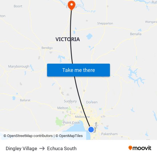 Dingley Village to Echuca South map