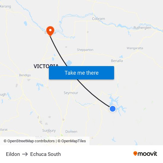 Eildon to Echuca South map