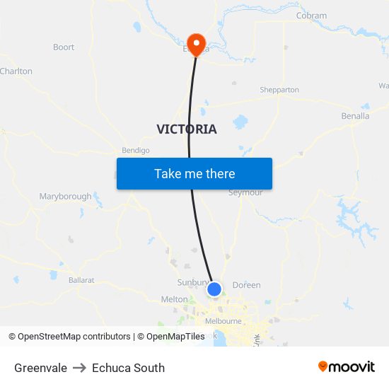 Greenvale to Echuca South map