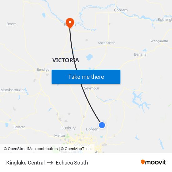 Kinglake Central to Echuca South map