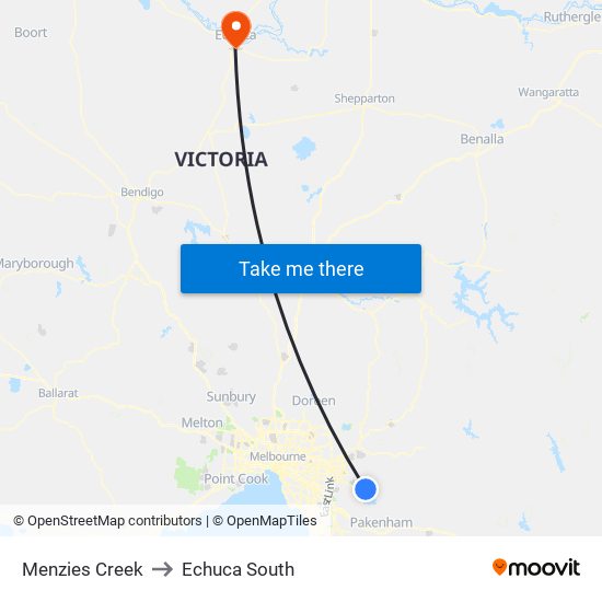 Menzies Creek to Echuca South map