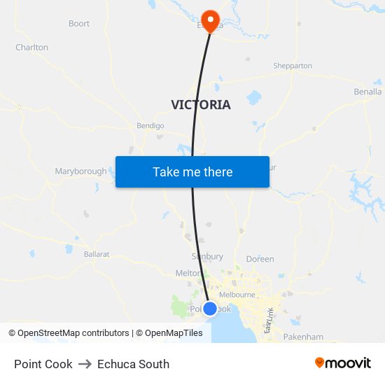 Point Cook to Echuca South map
