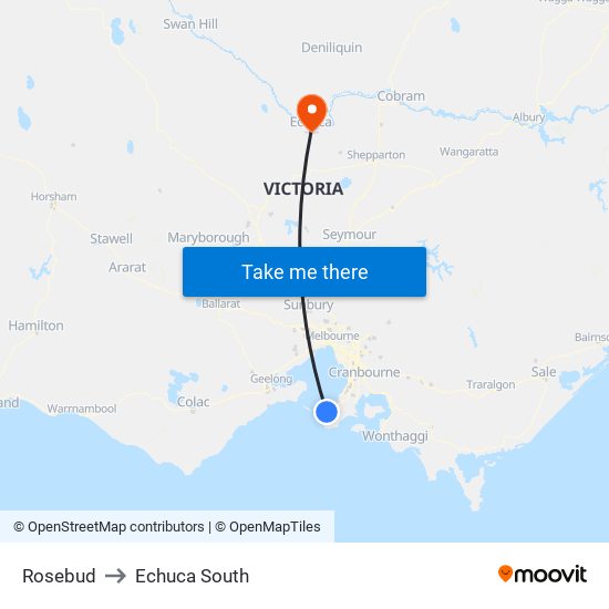 Rosebud to Echuca South map