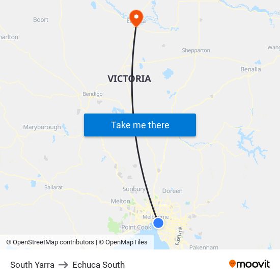 South Yarra to Echuca South map