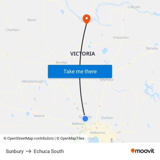 Sunbury to Echuca South map