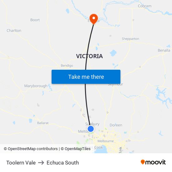 Toolern Vale to Echuca South map