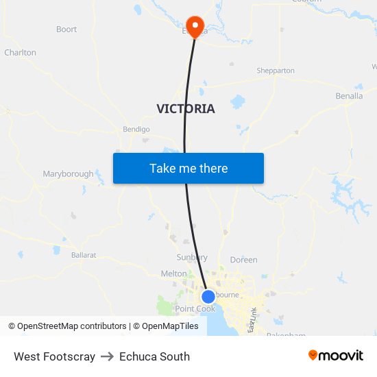 West Footscray to Echuca South map