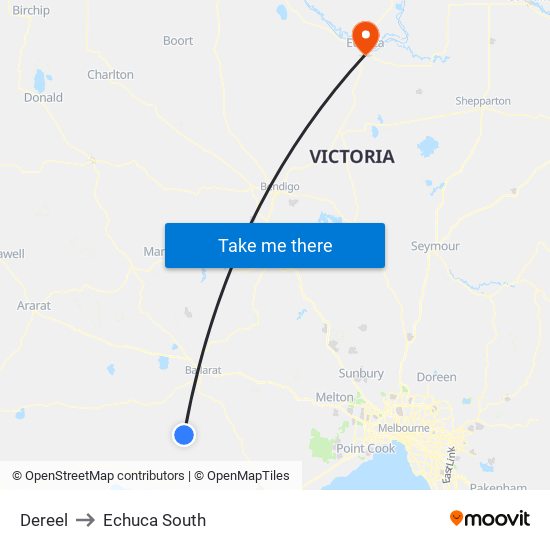 Dereel to Echuca South map