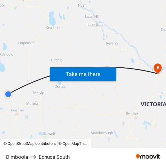 Dimboola to Echuca South map