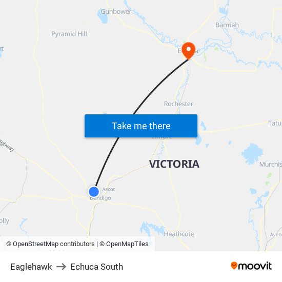 Eaglehawk to Echuca South map