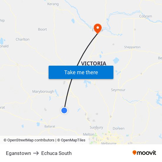 Eganstown to Echuca South map