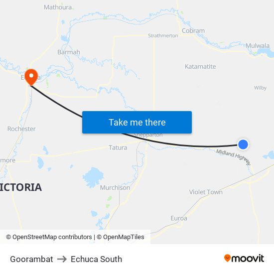 Goorambat to Echuca South map