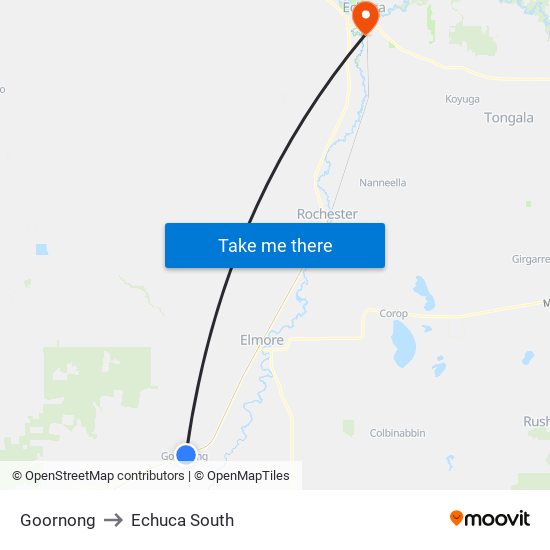 Goornong to Echuca South map