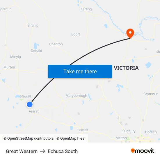 Great Western to Echuca South map