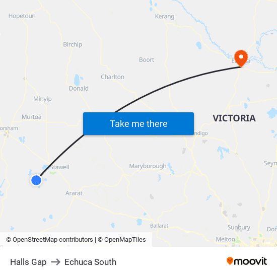 Halls Gap to Echuca South map