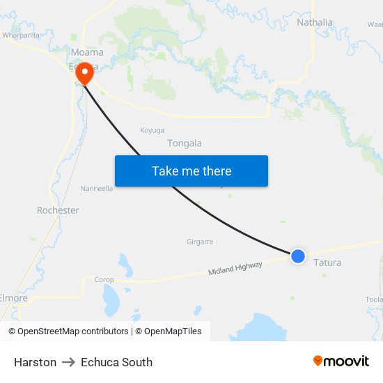 Harston to Echuca South map