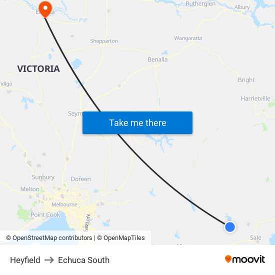 Heyfield to Echuca South map