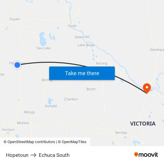 Hopetoun to Echuca South map