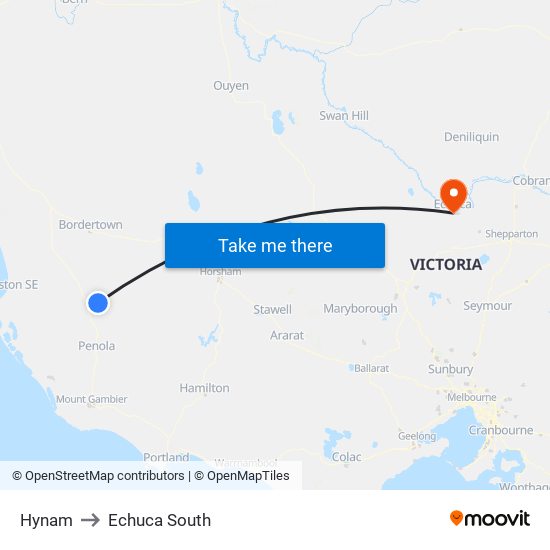 Hynam to Echuca South map