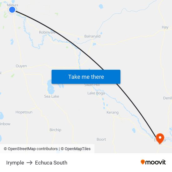 Irymple to Echuca South map