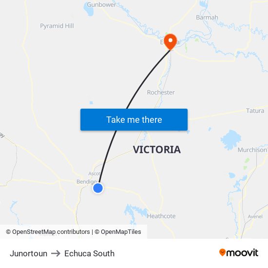 Junortoun to Echuca South map