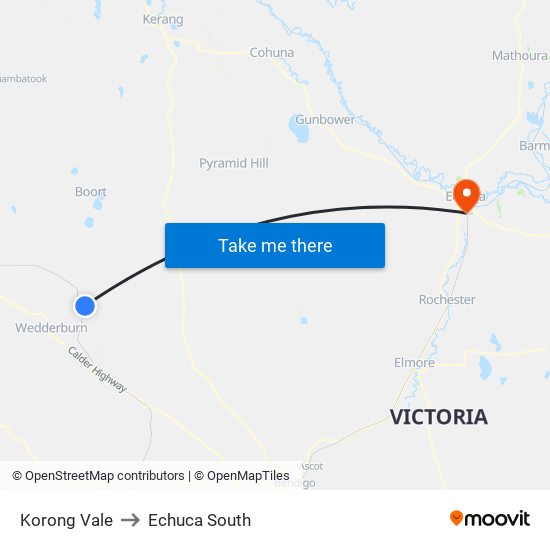 Korong Vale to Echuca South map