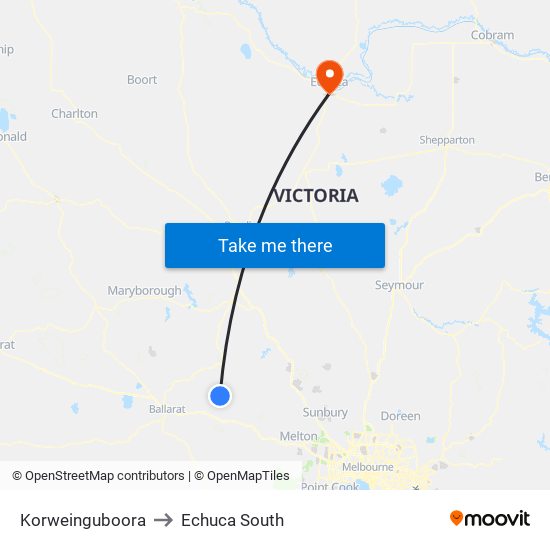 Korweinguboora to Echuca South map