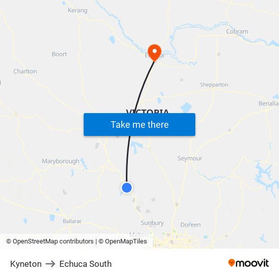 Kyneton to Echuca South map