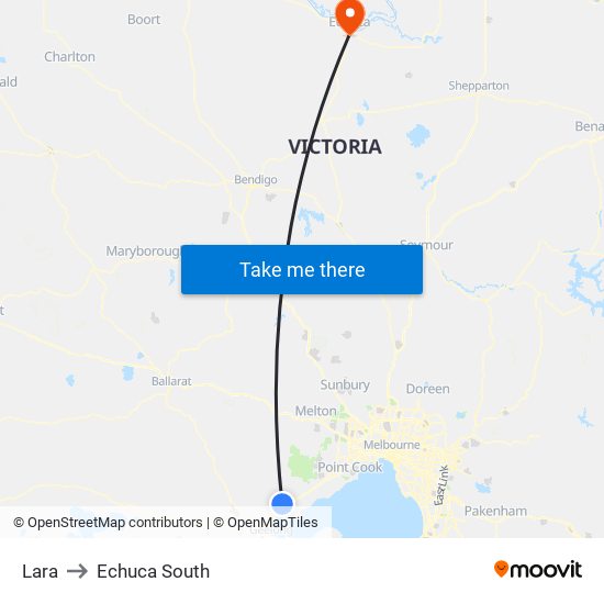 Lara to Echuca South map