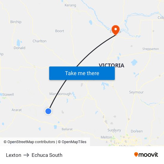 Lexton to Echuca South map