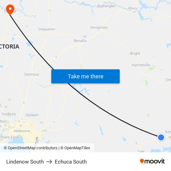 Lindenow South to Echuca South map