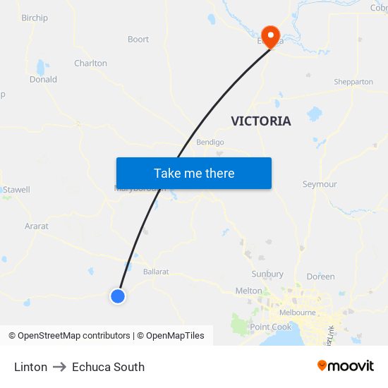 Linton to Echuca South map