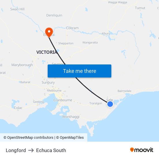 Longford to Echuca South map