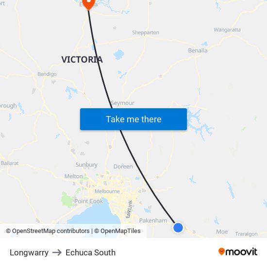 Longwarry to Echuca South map