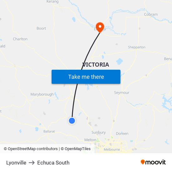 Lyonville to Echuca South map